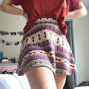 Colorful Pattern Mini Skirt
